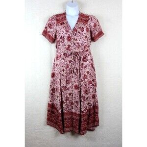 Knox Rose Pink Floral Boho Faux Wrap Maxi Dress Size Small